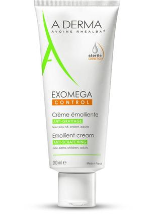 Пом'якшувальний крем для тіла a-derma exomega control emollient cream anti-scratching 200 мл