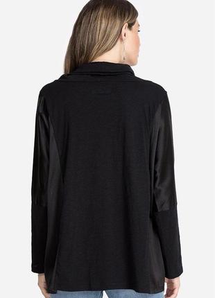 Zara кардиган кофта з карманами чорна зі вставками рукавами еко шкіра