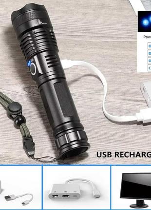 Ліхтар ручний потужний тактичний bailong p50 діод police корпус метал акумуляторний usb юсб фонарь5 фото