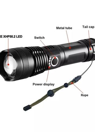 Ліхтар ручний потужний тактичний bailong p50 діод police корпус метал акумуляторний usb юсб фонарь9 фото