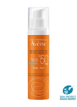 Сонцезахисний флюїд для обличчя avene eau thermale sun care fluid spf50 50 мл