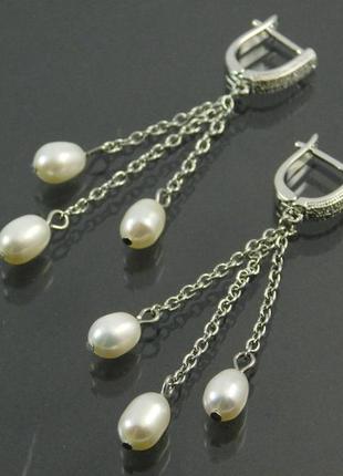 Ексклюзивні сережки "3 перлинки", вишукані сережки з натурального каменю, красиві прикраси