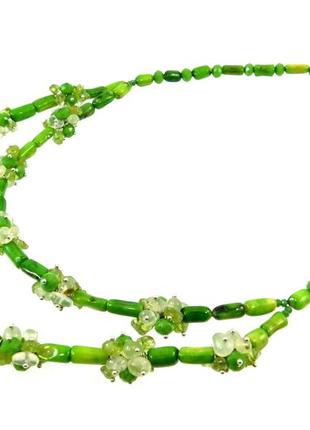 Эксклюзивное ожерелье "зеленый рай" 2-рядное, изысканное ожерелье из натурального камня, красивые украшения