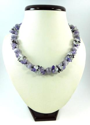 Эксклюзивное ожерелье "фиолетовые мечты", изысканное ожерелье из натурального камня, красивые украшения