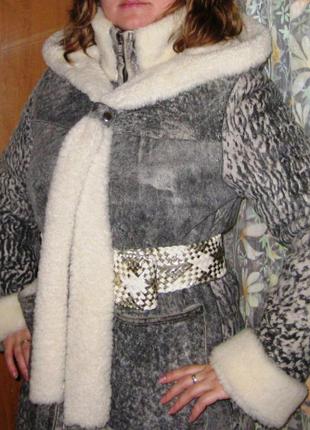 Дублёнка стильная PUNTO+пояс! M-L, ПОСЛЕ ЧИСТКИ!!