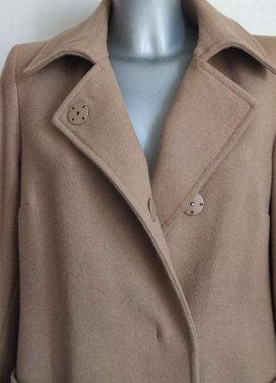 Вовняне пальто united colors of benetton бежевого кольору6 фото