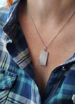 Серебряная подвеска прямоугольник в камнях 31095р