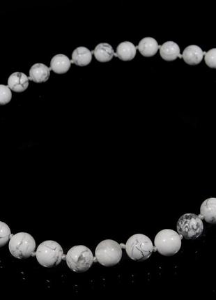 Ожерелье кахолонг 10 мм через узелок, ожерелье из натурального камня, красивые украшения