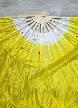 Віяло вейл для танцю з тканиною 180 см жовтий (c2874)3 фото