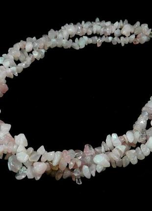 Ожерелье розовый кварц крошка трехрядное, изысканное ожерелье из натурального камня, красивые украшения