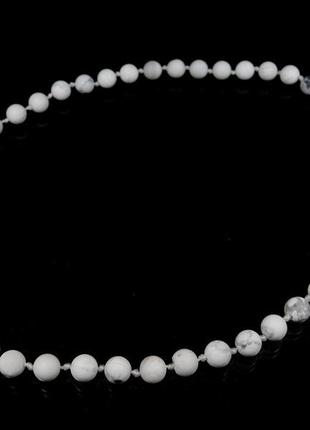 Ожерелье кахолонг 8 мм матовый через узелок, ожерелье из натурального камня, красивые украшения