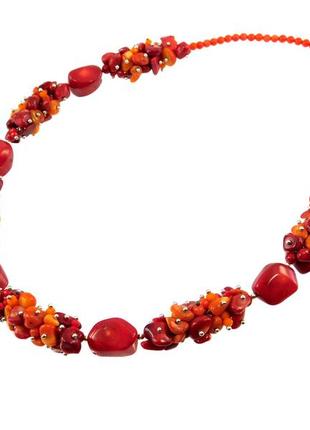 Эксклюзивное ожерелье "коралловая рябина", изысканное ожерелье из натурального камня, красивые украшения