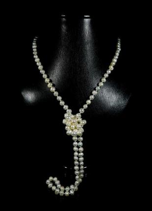 Ожерелье жемчужины белые, изысканное ожерелье из натурального камня, красивы украшения.