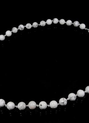 Ожерелье кахолонг 8 мм узелок, ожерелье из натурального камня, красивые украшения