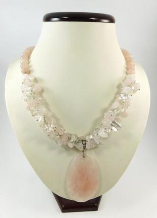 Эксклюзивное ожерелье розовый кварц, горный хрусталь, изысканное ожерелье из натурального камня, красивые укра