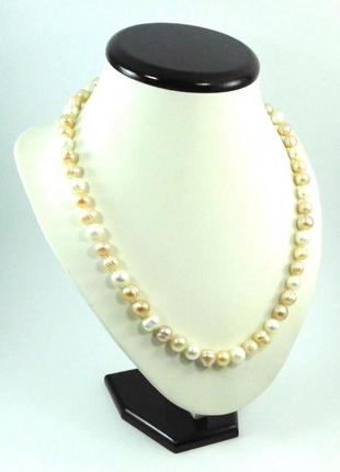 Намисто перлини білі + кремові, вишукане намисто з натурального каменю, прикраси з натурального каменя2 фото