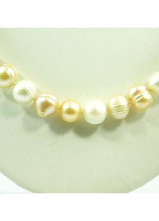 Намисто перлини білі + кремові, вишукане намисто з натурального каменю, прикраси з натурального каменя3 фото