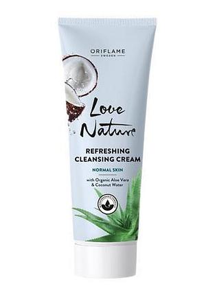 Очищуючий крем для вмивання з органічним алое віра nature love