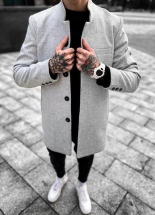 Чоловіче довге пальто сірого кольору демісізонне повсякденне пальто чудової якості6 фото