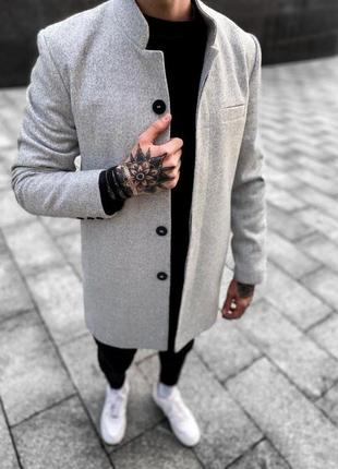 Чоловіче довге пальто сірого кольору демісізонне повсякденне пальто чудової якості5 фото