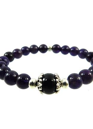 Эксклюзивный браслет "парный" аметист + агат, изысканный браслет из натурального камня, красивые украшения
