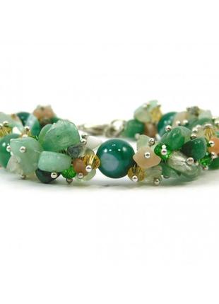 Эксклюзивный браслет агат зеленый, изысканный браслет из натурального камня, красивые украшения из камня