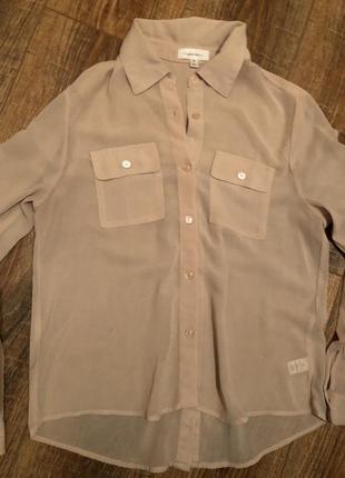 Бежевая прозрачная блуза с пуговицами сзади m