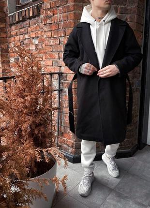 Чоловіче довге пальто чорного кольору демісізонне повсякденне пальто чудової якості2 фото