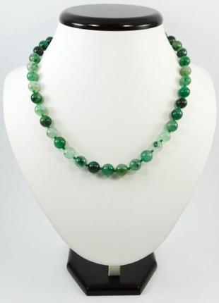 Ожерелье  халцедон зеленый 10мм