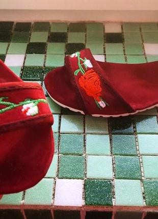 Жіночі бордові сандалі з вишивкою 36-37-38 р5 фото
