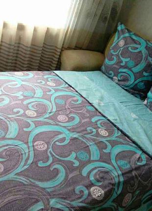 Комплект постільної білизни бірюзова абстракція