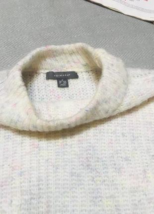 Мягкий белый меланж  свитер светр джемпер  с высоким горлом оверсайз  primark 🍓🍎🍒4 фото