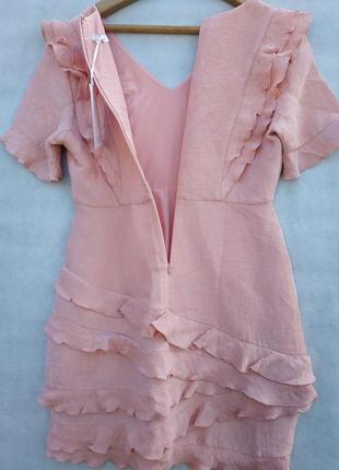 Коктельна віскозна міді сукня в рюші uk145 фото