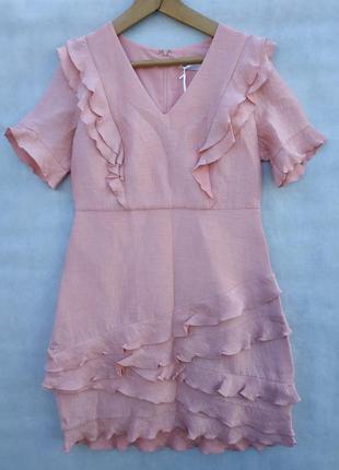 Коктельна віскозна міді сукня в рюші uk143 фото