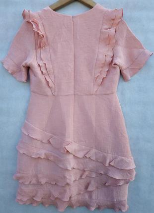 Коктельна віскозна міді сукня в рюші uk144 фото