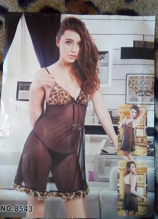 Новый комплект пеньюар + трусики, ночная сорочка