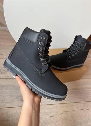 Чоловічі черевики зимові хутро нубук, ботинки зимние на меху черные6 фото