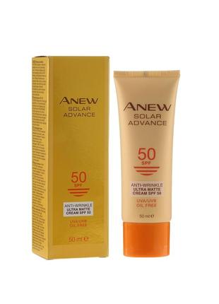 Матирующий солнцезащитный крем для лица anew avon spf50