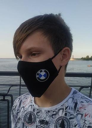 Маска многоразовая тканевая защитная черная bmw на лицо, маска для рта