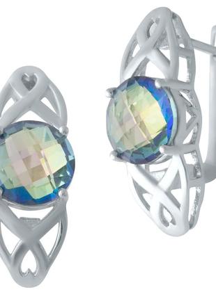 Серебряные серьги komilfo с мистик топазом (2005148)