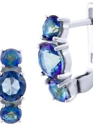 Серебряные серьги с натуральным мистик топазом