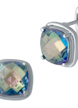 Серебряные серьги komilfo с мистик топазом (1825006)