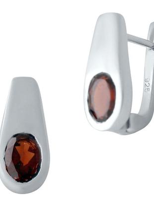 Срібні сережки з натуральним гранатом