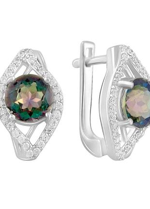 Срібні сережки з натуральним містиком топазом