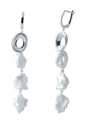 Срібні сережки з натуральними бароковими перлами