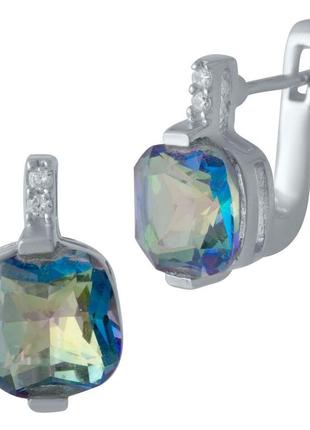 Серебряные серьги komilfo с мистик топазом 5.37ct (2017042)