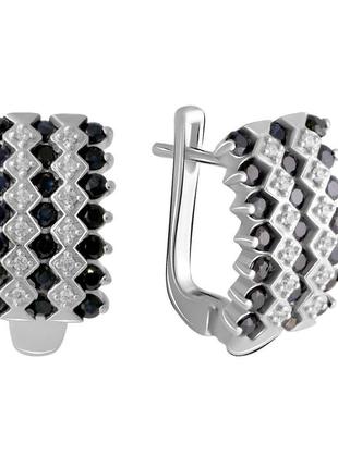 Серебряные серьги с натуральным сапфиром