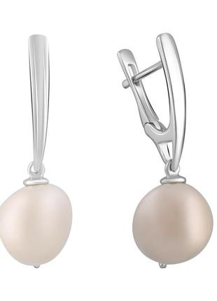 Срібні сережки з натуральним бароковим перлами