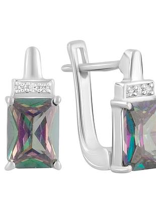 Срібні сережки з натуральним містиком топазом