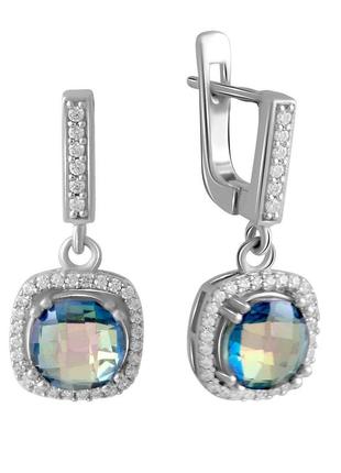 Серебряные серьги с натуральным мистик топазом